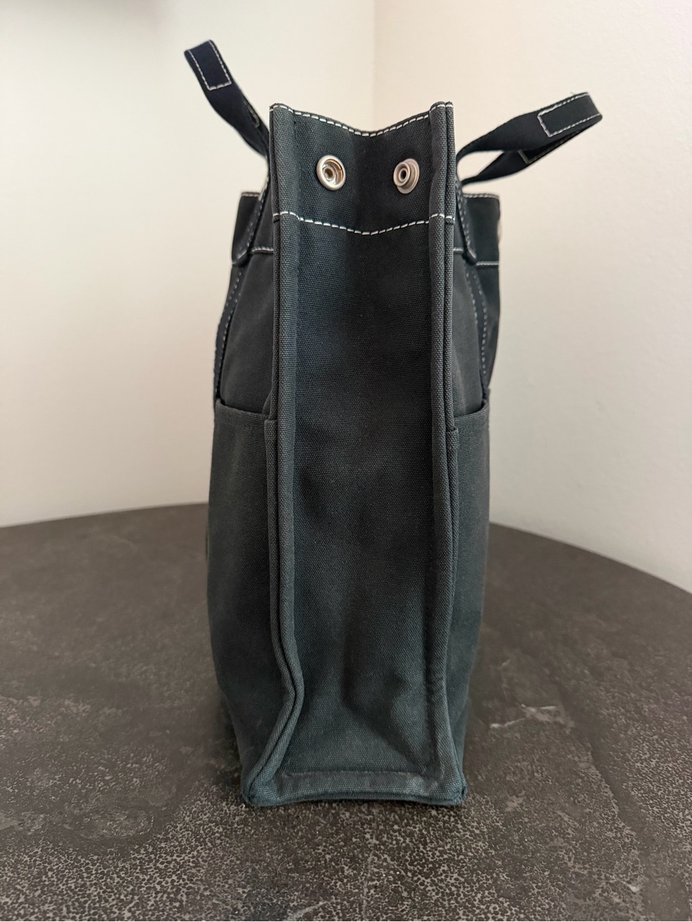 Hermes Black Canvas Tote with Contrast Stitching - Authentic Pre-Loved - Picture 4 of 16